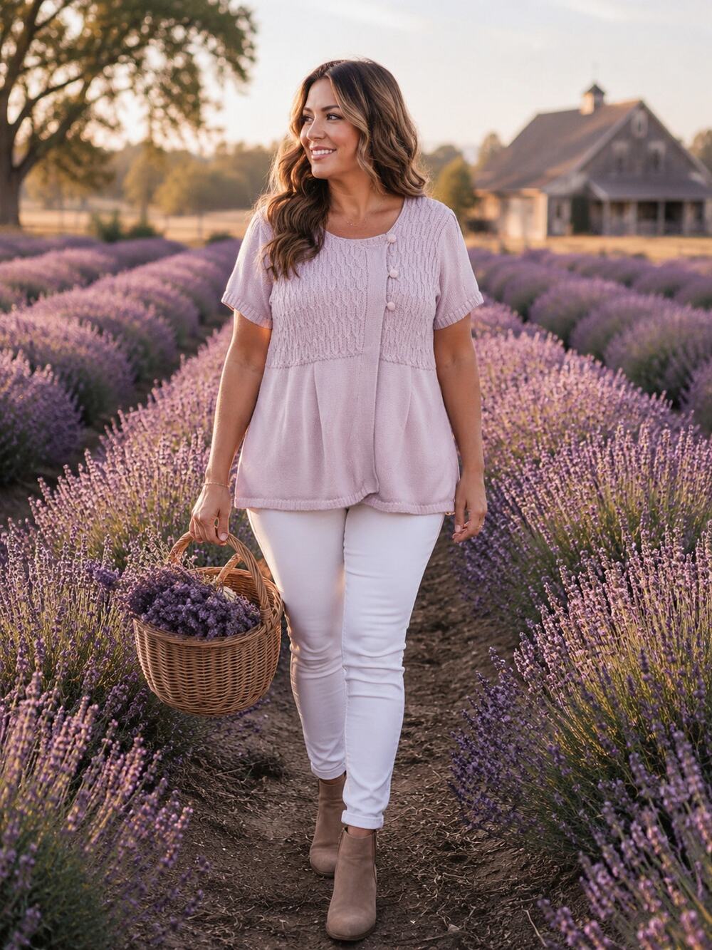 Cato Lavender Cable Knit Button Accent Sweater Tunic Top XL